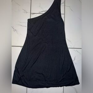 black one shoulder mini dress